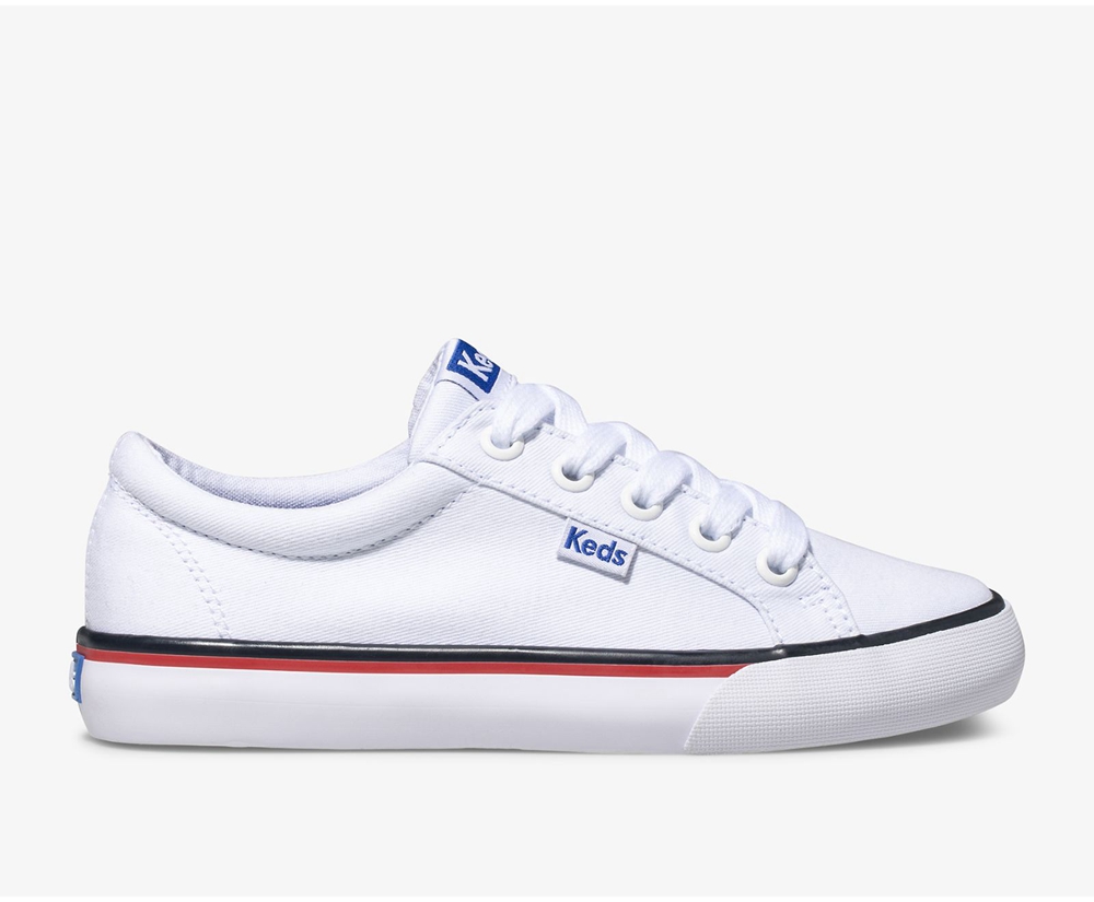 Kids Keds Sneakers - Jump Kick Canvas - White - 8712-QZSUB